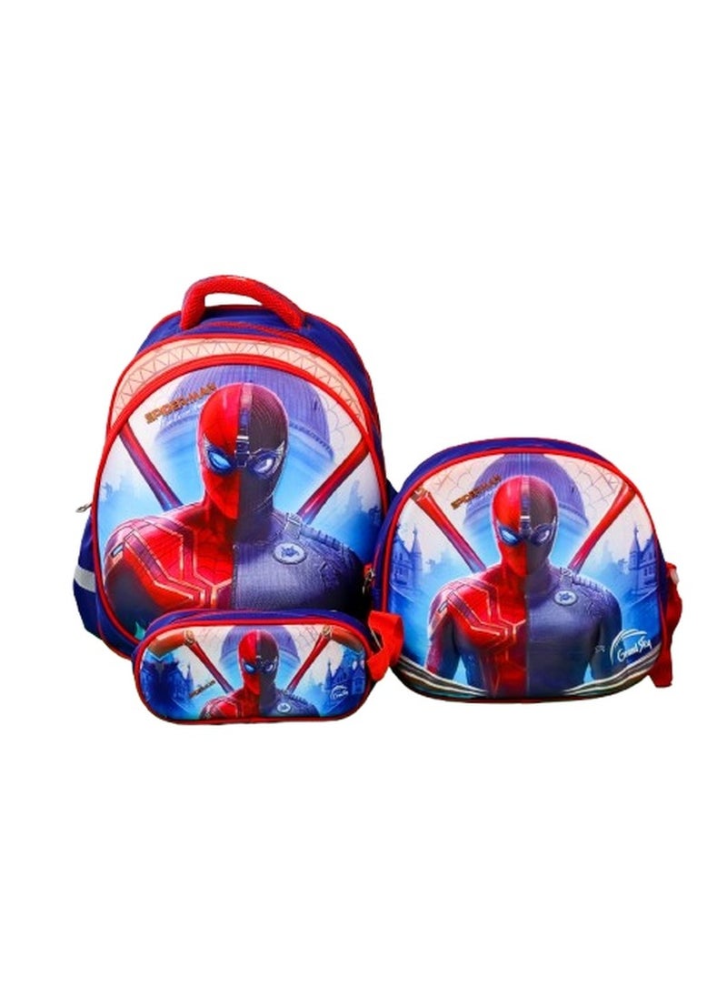 Grand Sky Spider Man School Backpack with 2 Bags - GS15-B  - Image 1