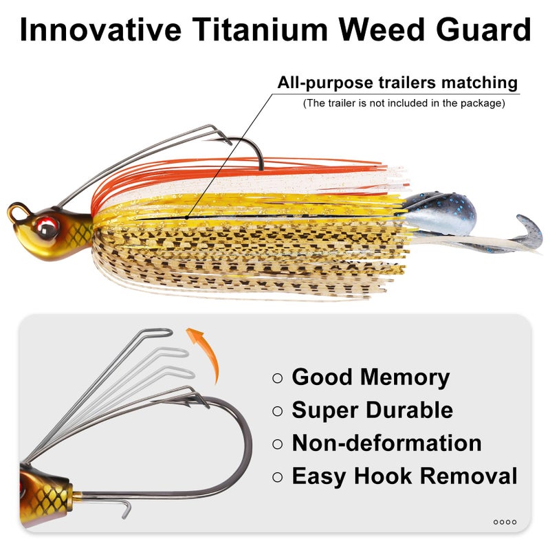 TRUSCEND Swim Jigs Fishing Lures with Teflon Coated Ultra Smooth Sharp BKK Hook, Multi-Color Skirted Bass Fishing Jigs Tied with Stainless Wire, Weedless Bass Baits Fishing Jigs Easily Used 3/8oz - Image 4