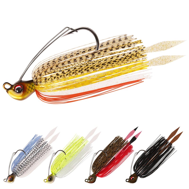 TRUSCEND Swim Jigs Fishing Lures with Teflon Coated Ultra Smooth Sharp BKK Hook, Multi-Color Skirted Bass Fishing Jigs Tied with Stainless Wire, Weedless Bass Baits Fishing Jigs Easily Used 3/8oz - Image 1