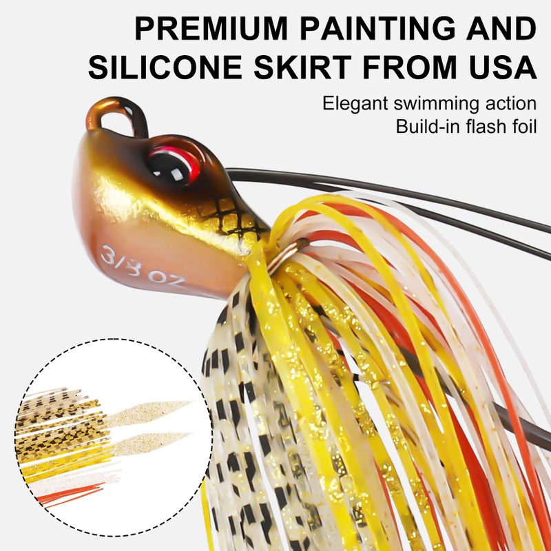 TRUSCEND Swim Jigs Fishing Lures with Teflon Coated Ultra Smooth Sharp BKK Hook, Multi-Color Skirted Bass Fishing Jigs Tied with Stainless Wire, Weedless Bass Baits Fishing Jigs Easily Used 3/8oz - Image 5