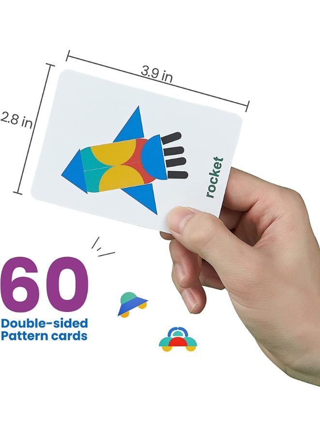 Montessori Educational Toys, Learn Sorting and Stacking Toy for Toddlers, Boys and Girls, 36 Pieces of Geometric Shapes and 60 Design Cards, Style C - Image 3