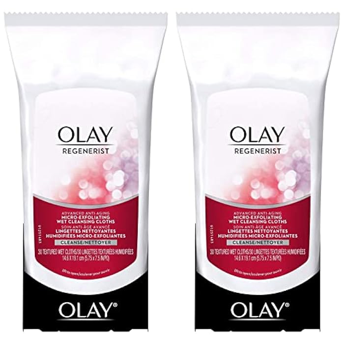 OLAY Regenerist Advanced Anti-Aging Micro-Exfoliating Cleansing Cloths 30 Each (Pack of 2) - Image 1