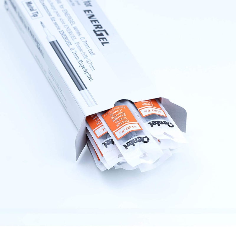 Pentel حبر إعادة تعبئة بنتل لقلم إنرجل وقلم لانسيلوت الجل، (0.7 مم) طرف معدني، حبر برتقالي، عبوة من 12 (LR7-F) - Image 5