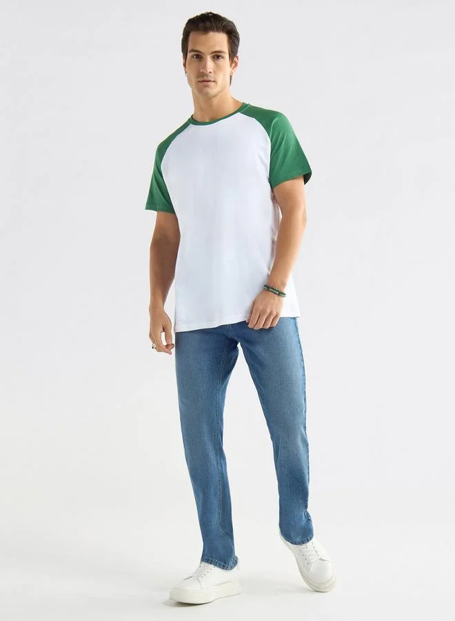 Splash FAV Colourblock T-shirt with Crew Neck and Raglan Sleeves