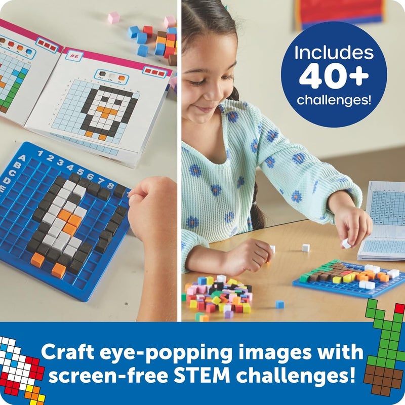 Learning Resources STEM Explorers Pixel Art Challenge - 402 Pieces, Ages 5+ STEM Learning Activities for Kids, Math and Coding Games for Kids - Image 2