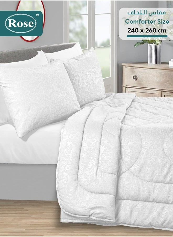 Rose ROSE Luxurious Flory Comforter, Premium Cotton Alternative Microfiber, Set of 6 pieces, Super Soft Cozy Breathable Cooling Lightweight, King size 260x240 cm, White  - Image 2