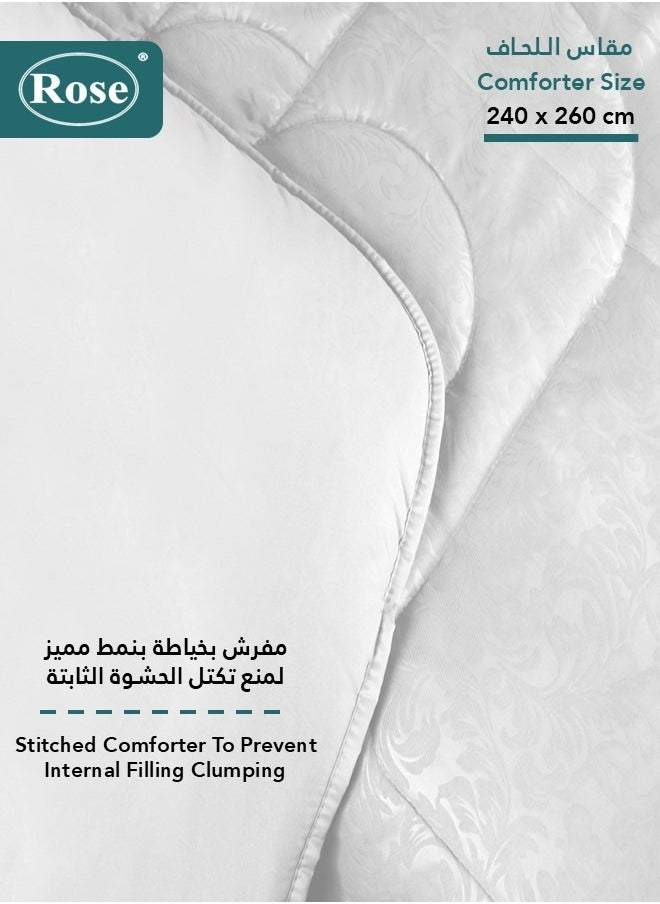 Rose ROSE Luxurious Flory Comforter, Premium Cotton Alternative Microfiber, Set of 6 pieces, Super Soft Cozy Breathable Cooling Lightweight, King size 260x240 cm, White  - Image 4