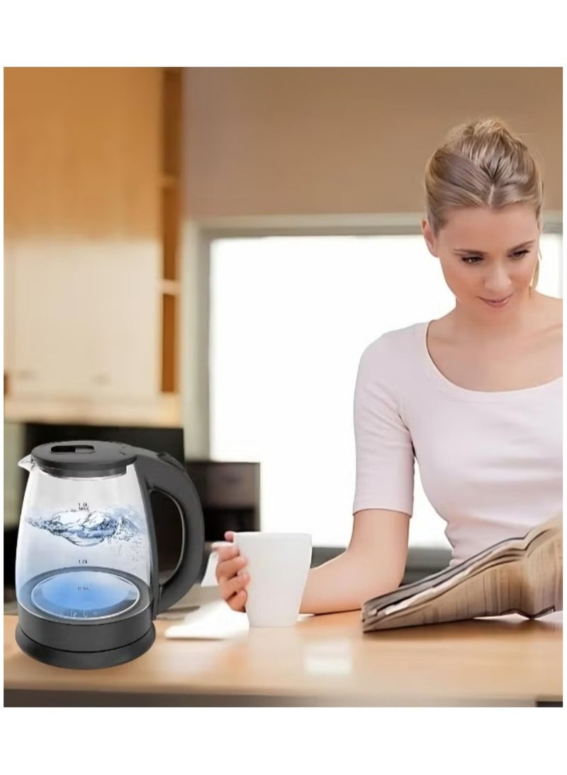 غلاية كهربائية زجاجية مع ضوء LED في القاعدة، سعة 2 لتر - Image 2