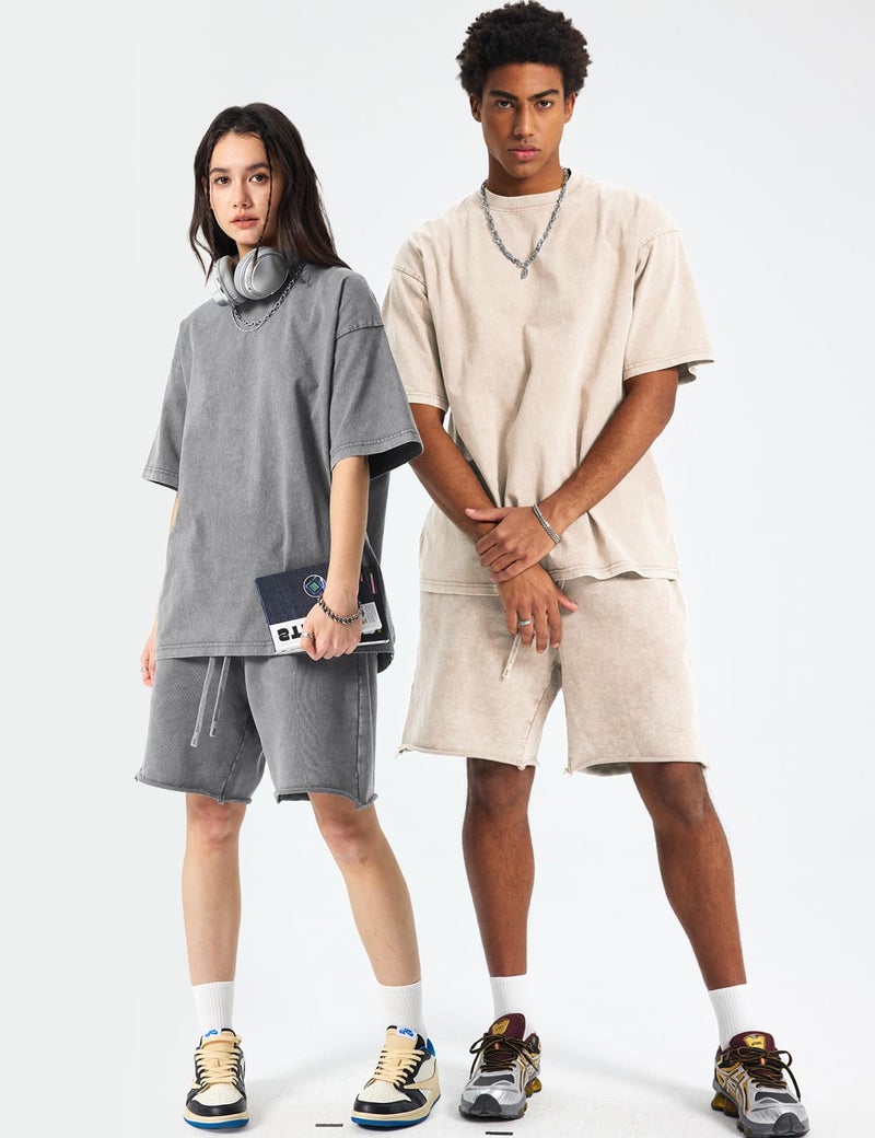 Arssm 4 Pack Oversized Tshirts for Men Acid Wash Loose Fit Vintage Cotton Heavyweight T Shirts Baggy Tees(BlackGreyArmyBeige-L) - Image 5