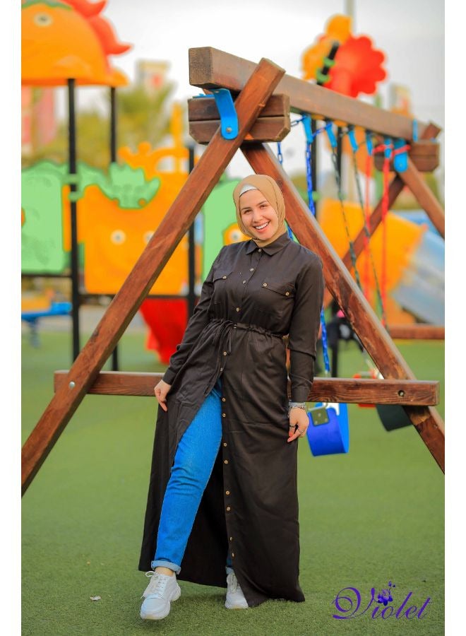 بيوريتوبيا فستان ماكسى بنى - Image 1