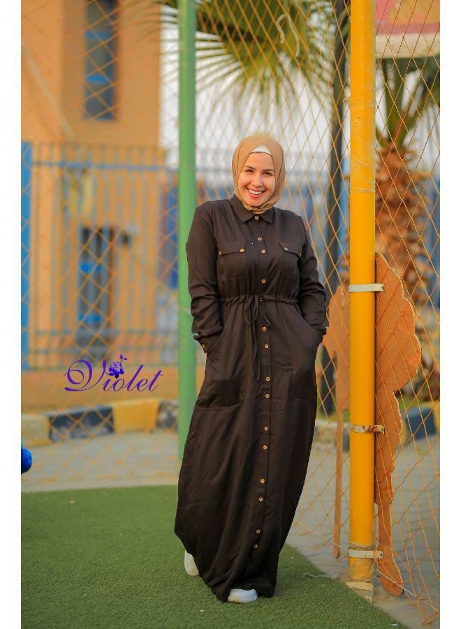 بيوريتوبيا فستان ماكسى بنى - Image 5