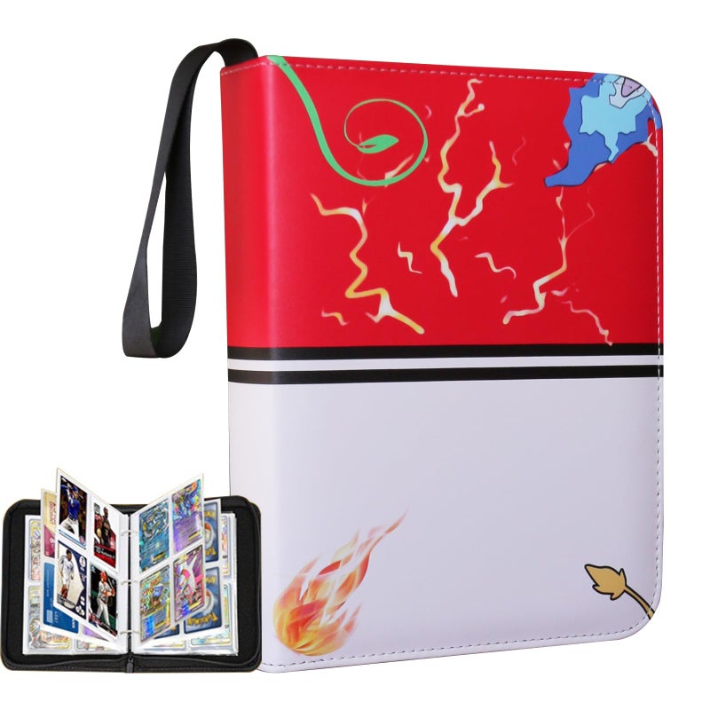 Fweel 4-Pocket Trading Card Binder with Zipper, 400 Card Holder Album, PU Leather Card Collection Book, Fits Standard Size Trading Cards, Sports Cards & Game Cards - Image 1