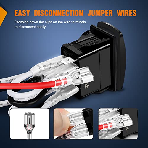 Nilight Down Up Polarity Reverse Switch DPDT 20A 7PIN Momentary Rocker Switch ON Off ON Switch 12V 24V Toggle Switch Jumper Wires for Control Motor for Hoist, Crane, Linear Actuator - Image 5