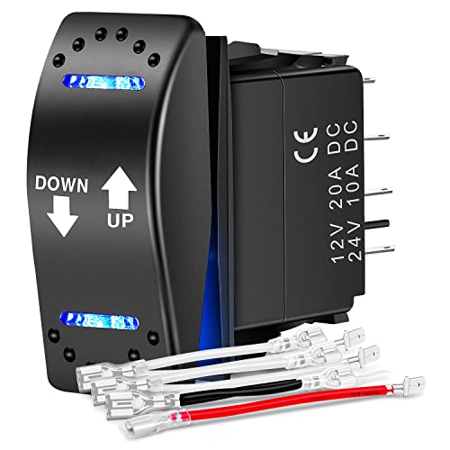 Nilight Down Up Polarity Reverse Switch DPDT 20A 7PIN Momentary Rocker Switch ON Off ON Switch 12V 24V Toggle Switch Jumper Wires for Control Motor for Hoist, Crane, Linear Actuator - Image 1