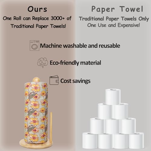 ROGITU 25 Pack Reusable Tissue Paperless Towel Roll Washable Cotton for Kitchen Towels Zero Waste Products Replacement Tissue (RT-H) - Image 3