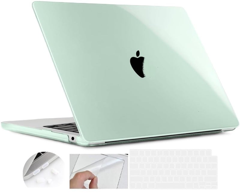 Moca Case Compatible with MacBook Air 15 inch M4 2025 2024 2023 Release A3241 M3 A3114 M2 A2941 Liquid Retina Display, Plastic Hard Shell Case + Keyboard Cover (Crystal Green) - Image 1