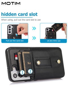 Motim Leather Case for Samsung S22, Wallet Case with Card Holder and Kickstand, Galaxy S22 Phone Case with Wrist Band, Protective Shockproof S22 Cover  - Image 3
