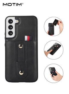 Motim Leather Case for Samsung S22, Wallet Case with Card Holder and Kickstand, Galaxy S22 Phone Case with Wrist Band, Protective Shockproof S22 Cover  - Image 1