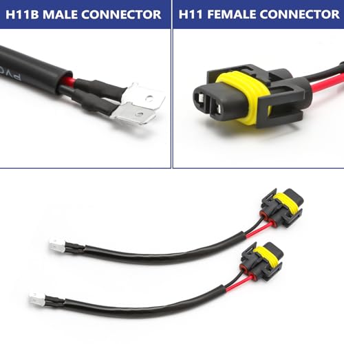 x xotic tech 2pcs H8B H9B H11B Male Sockets to H11 Female Adapter Wiring Harness Pigtail Wire LED Bulbs Extension Connector Retrofit Kit Plug and Play - Image 3