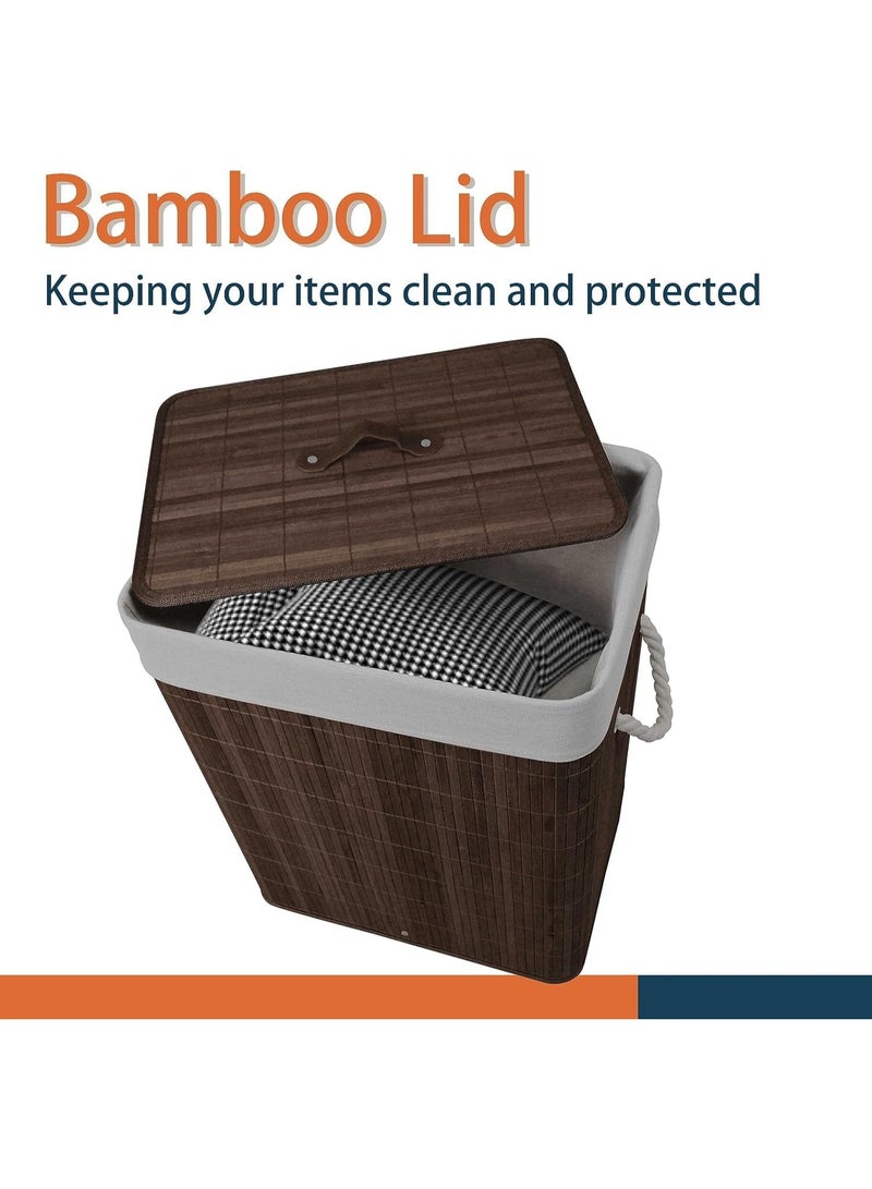 FALAHOM Large Laundry Handles laundry Basket,Cotton Rope Laundry Hamper,Storage Basket Bamboo Woven Basket,Dirty Clothes Hamper Organizer,Foldable Multi-function Storage Basket with Lid - Image 5