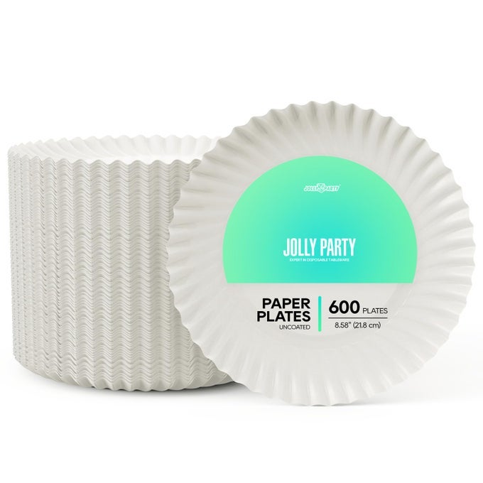 85 INCH PAPER PLATES UNCOATED600 COUNT EVERYDAY DISPOSABLE PLATES LIGHT WEIGHT PAPER PLATES WHITE ROUND DINNER PAPER PLATES LARGE PAPER PLATES LUNCH FOR HOME AND OFFICE