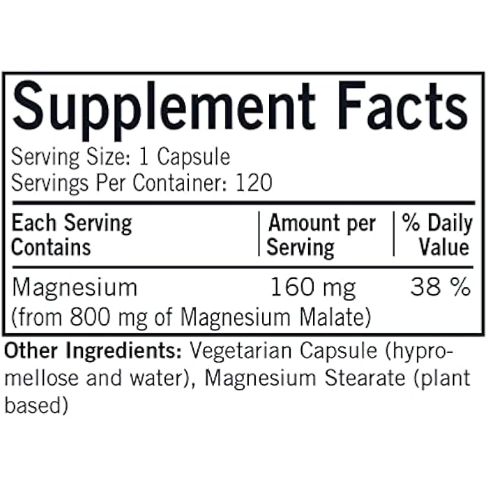Kirkman Magnesium Malate 1000 mg - Hypoallergenic, 120 capsules - Image 2