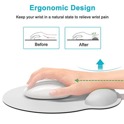 Dapesuom Ergonomic Mouse Pad with Wrist Support, Comfortable Memory Foam Wrist Rest for Easy Typing Pain Relief, Cute Computer Gaming Desktop Mouse Mat with Non-Slip Base for Laptop, Office, Gray - Image 3