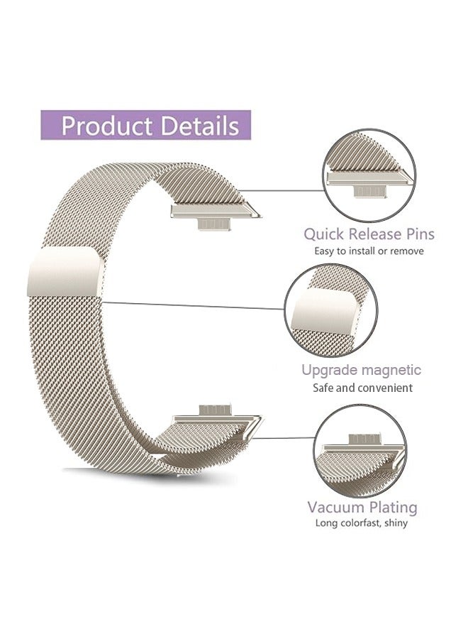 OLYSON Magnetic Stainless Steel Milanese Band for Huawei Watch FIT 3/4/4 Pro & Scratch Resistant Screen Protector - High Transparency, Starlight Color - Image 2