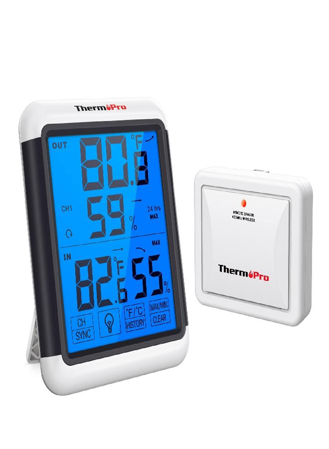 ThermoPro TP65 Indoor Outdoor Thermometer Digital Wireless Hygrometer Temperature Humidity Monitor with Jumbo Touchscreen and Backlight Humidity Gauge - Image 4
