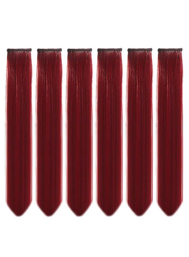 Paradise Hair Streak Colored Extension Highlighter For Women And Girls (Set Of 6 Pc) (Maroon) - Image 1