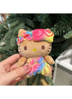 Black Leather Kitty Guitar Floral Dress Keychain Pendant HelloKitty-Specifications:Rainbow Grass Skirt Kt