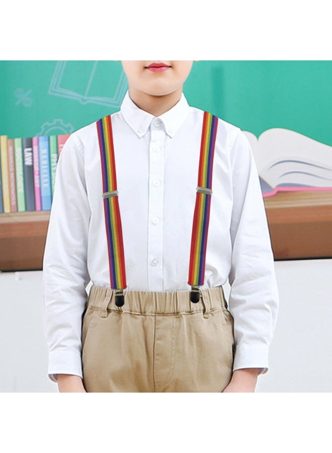 حمالات بمشابك على شكل Y مشبك قوي قابل للتعديل للأولاد والأطفال والرضع والبنات والرضع والرضع （قوس قزح） - Image 3