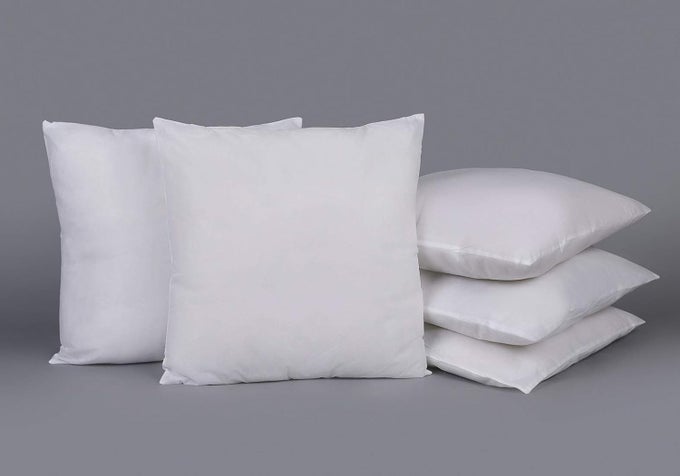 MICROFIBER CUSHION FILLER | FLUFFY CUSHION FILLER FOR SOFA-LIVING ROOM-BEDROOM DECOR | THROW COUCH CUSHION PILLOW FILLER | WHITE DURABLE SOFA PILLOW FOR HOME DECOR (PACK OF 5, 16 INCH X 16 INCH)