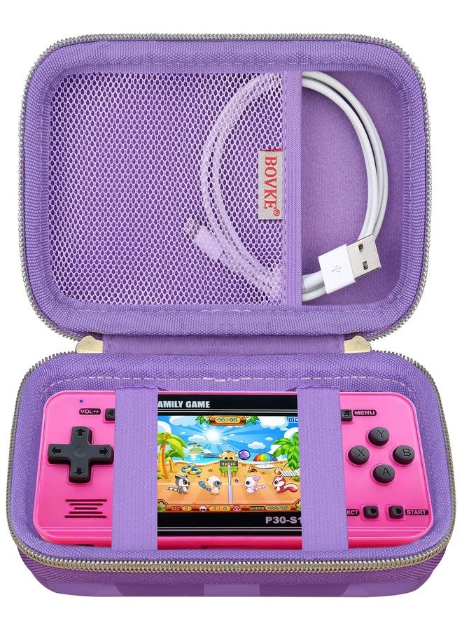 BOVKE Carrying Case for WELLST·G Handheld Game for Kids -Preloaded 220 Retro Video Games, Mini Arcade Electronic Toy Storage Organizer, Extra Mesh Pocket fits Cable, Purple Cube (Case Only) - Image 1