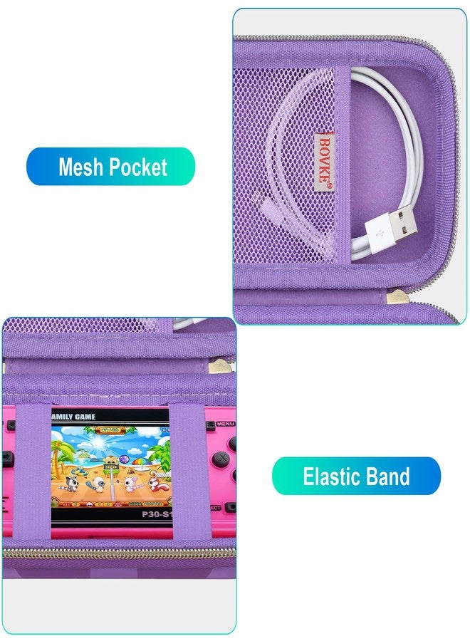 BOVKE Carrying Case for WELLST·G Handheld Game for Kids -Preloaded 220 Retro Video Games, Mini Arcade Electronic Toy Storage Organizer, Extra Mesh Pocket fits Cable, Purple Cube (Case Only) - Image 3