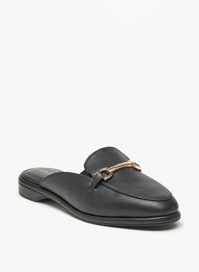 سيليست Women's Solid Slip-On Mules with Metallic Accent