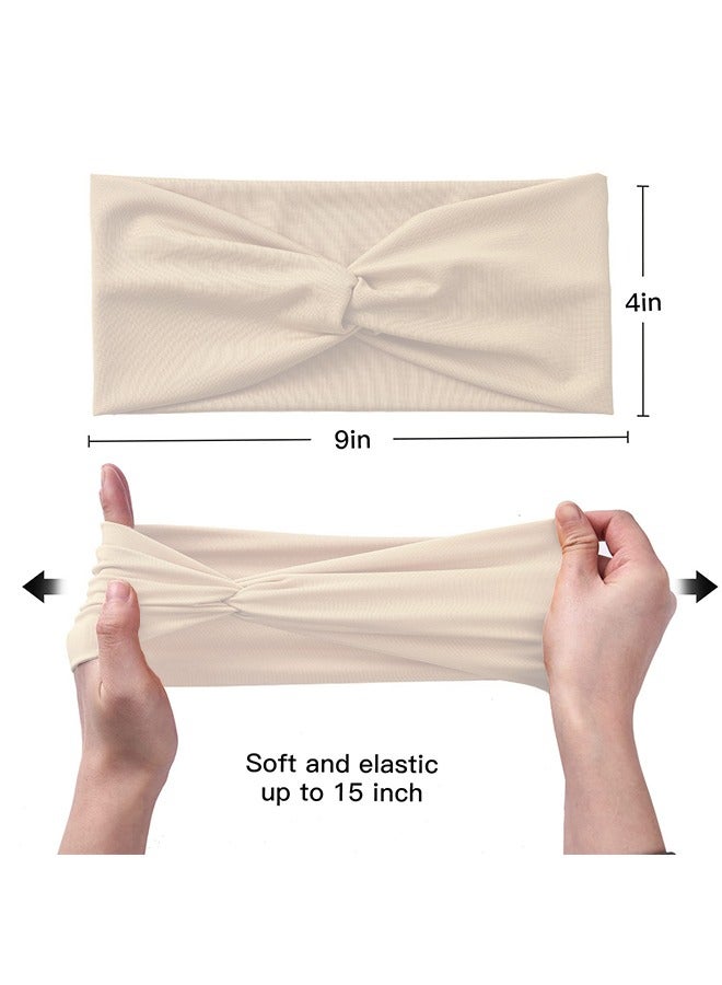 Captaintech 6Pcs Wide Twist Headbands for Women, Boho Turban, No Slip Wide Twisted Knot Hairbands, Leopard Print Serpentine Tie-Dye Solid Color Style Stretchy Criss Cross Head Band for Yoga Sport Workout - Image 2