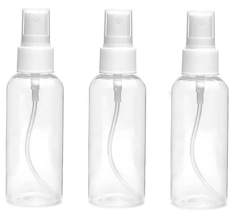 Inditradition Refillable Plastic Spray Empty Bottle | Mist Spray Bottle | For Home Office Car Travel Cleaning (Transparent, Pack of 3) (100 ML) - Image 1