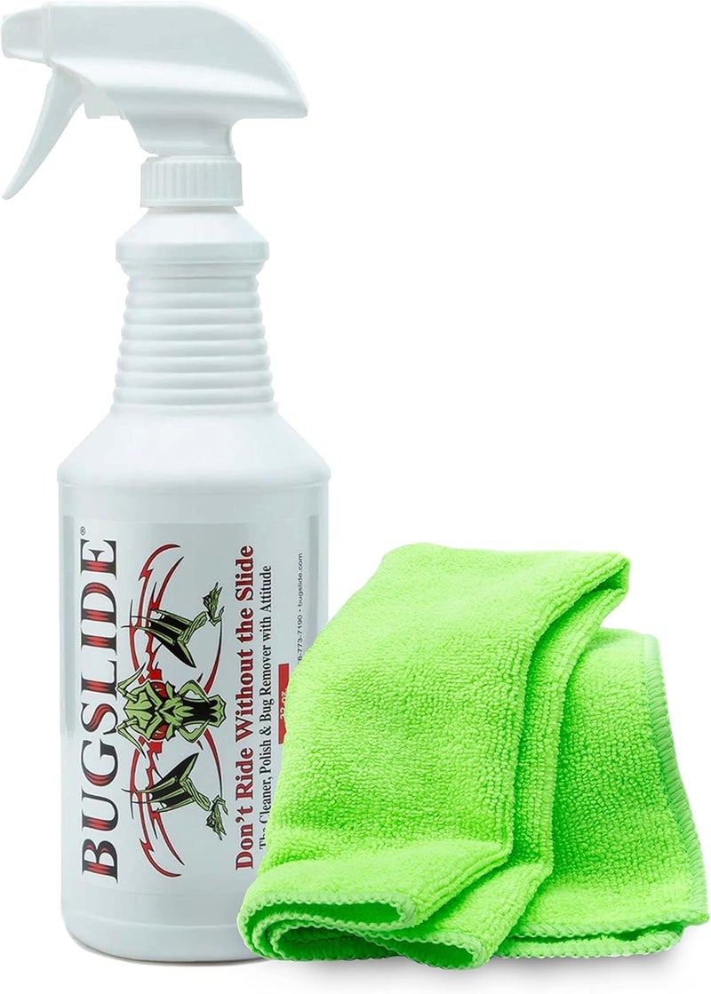 BugSlide 32 Oz Car Detailing Kit with Microfiber Towel – Exterior or Interior Car Cleaner and Waterless Detailer Spray – Clean, Polish, Shine, and Degrease, Never Wax Again – Easy to Use - Image 1