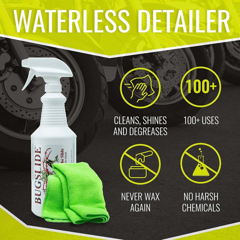 BugSlide 32 Oz Car Detailing Kit with Microfiber Towel – Exterior or Interior Car Cleaner and Waterless Detailer Spray – Clean, Polish, Shine, and Degrease, Never Wax Again – Easy to Use - Image 5
