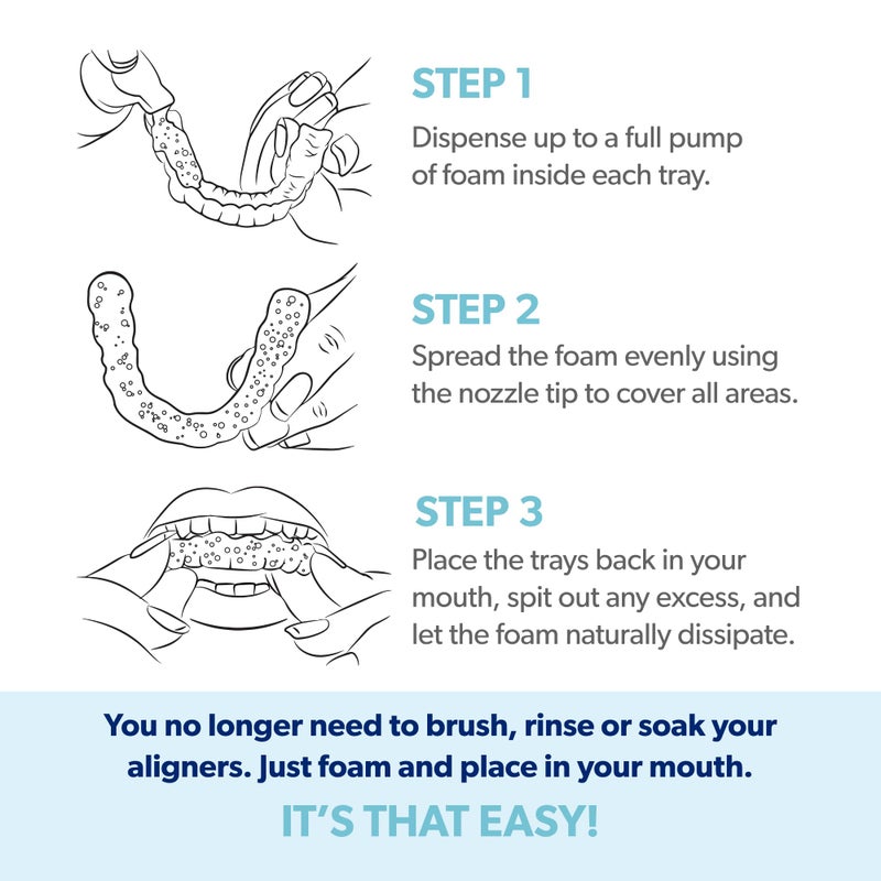 EverSmile إيفر سمايل ألينر فريش رغوة تبييض إضافية - منظف متوافق مع جميع أجهزة التقويم الشفافة والحافظات - يقضي على البكتيريا، يبيض الأسنان، يحارب رائحة الفم الكريهة - 50 مل (1 عبوة) - Image 5