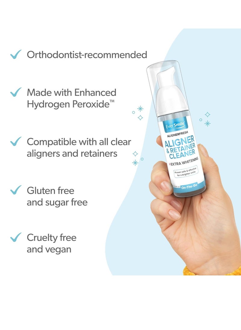 EverSmile - EverSmile AlignerFresh Extra Whitening Aligner & Retainer Cleaning Foam. AlignerFresh Cleaning Foam for Invisalign, ClearCorrect, Essix, Hawley Trays/Aligners. Cleans, Kills Bacteria & Whitens Teeth. - Image 1
