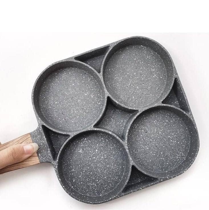 ATETO Egg Frying PAN Nonstick Pancake Pans 4Cups cookware Pancake Omelette PanIdli Non stic plat Harmless with Handle for Electric Stove for Kitchen for Induction CookerPack of 1 - Image 2