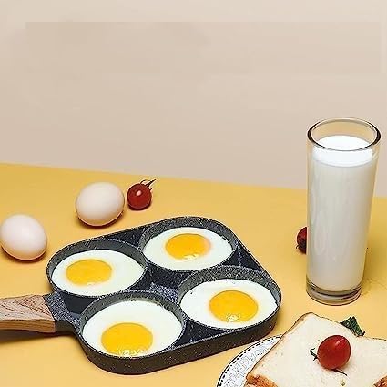 ATETO Egg Frying PAN Nonstick Pancake Pans 4Cups cookware Pancake Omelette PanIdli Non stic plat Harmless with Handle for Electric Stove for Kitchen for Induction CookerPack of 1 - Image 4