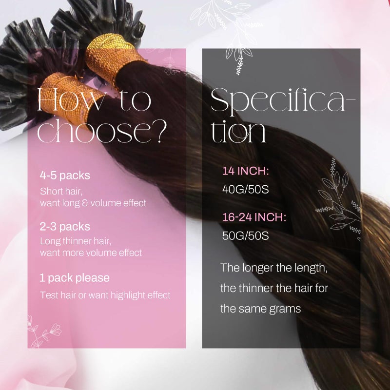 Moresoo U Tip Hair Extensions Human Hair Balayage Darkest Brown and Chestnut Brown Keratin Hair Extensions Human Hair Long Straight 50G/50S 18 Inch - Image 3