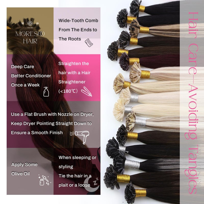 Moresoo U Tip Hair Extensions Human Hair Balayage Darkest Brown and Chestnut Brown Keratin Hair Extensions Human Hair Long Straight 50G/50S 18 Inch - Image 4
