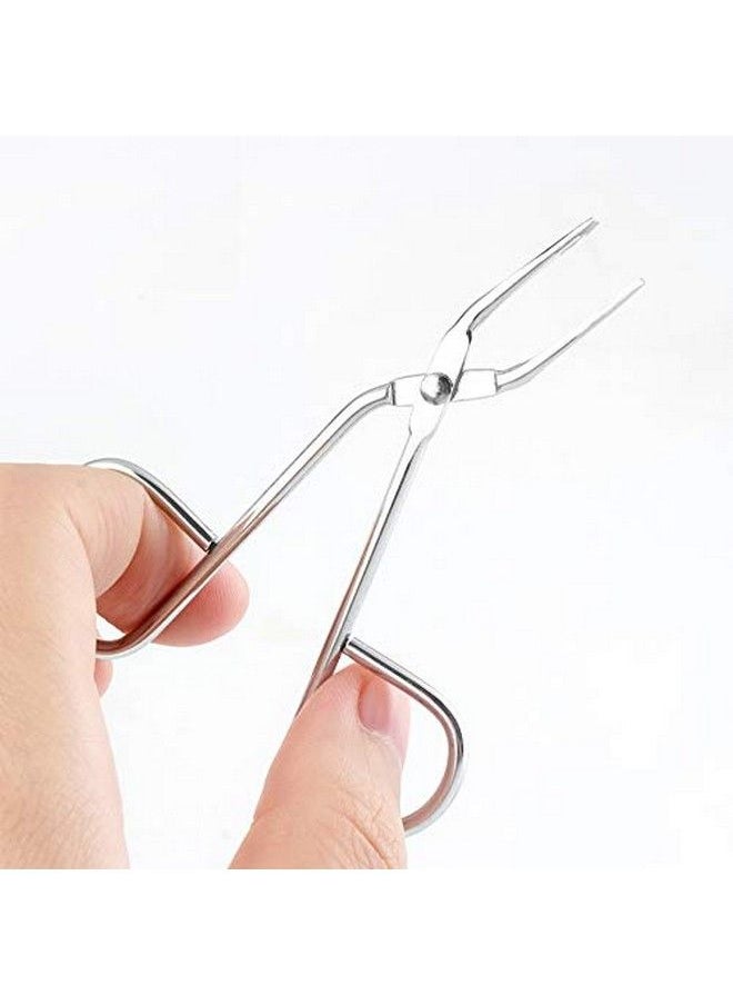 Happyupcity Stainless Steel Professional Eyebrow Tweezers With Scissor Handle Straight Tweezers Tip Personal Daily Beauty Care Tools Trimming Nose Hair Plucker Clip Nipper  - Image 3