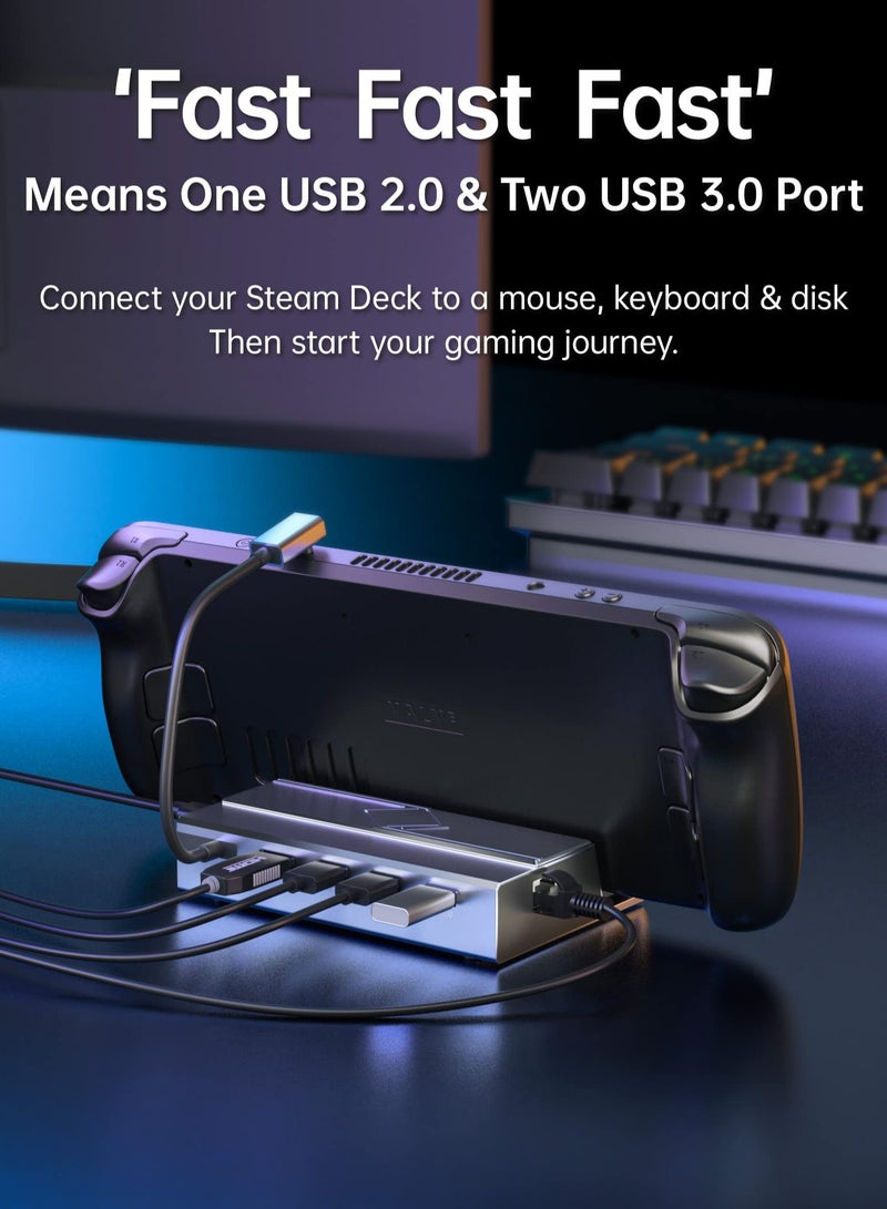 KASTWAVE M.2 Docking Station for Steam Deck, 7 in 1 Docking Station with SSD Port HDMI 2.0 4K@60Hz, Gigabit Ethernet, 3 USB and Full Speed USB-C Charge Port Compatible with Valve Steam Deck - Image 5