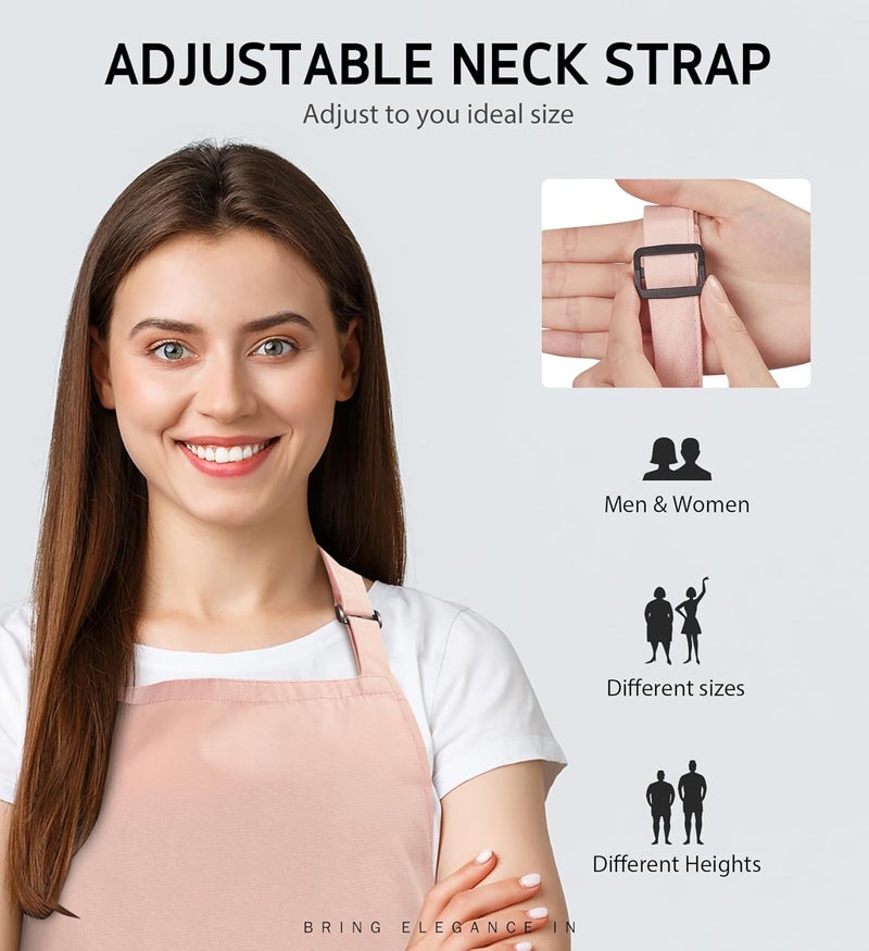 Syntus Apron for Men Women, Adjustable Cooking Kitchen Chef Aprons with 2 Pockets, Cotton/Polycotton/Polyester, Nude Pink, 33.07 * 26.77 Inch - Image 5