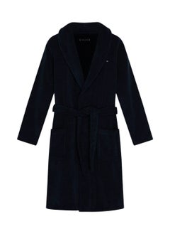 TOMMY HILFIGER Men's Cotton Towelling Bathrobe - Cotton, Blue 